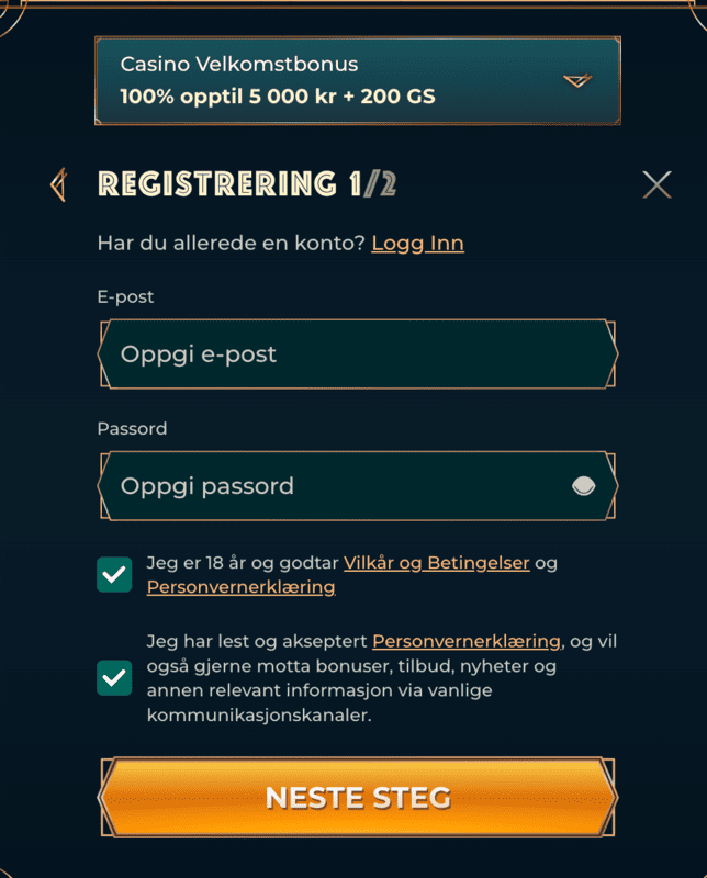 Registrering med e-post
