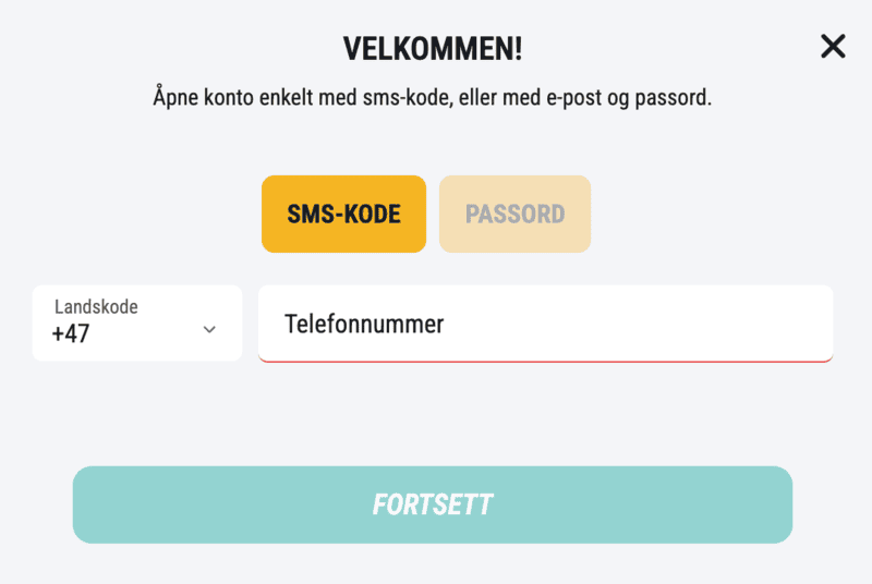 Registrering med telefonnummer