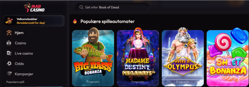 Mad Casino – online casinoer med stort spillutvalg