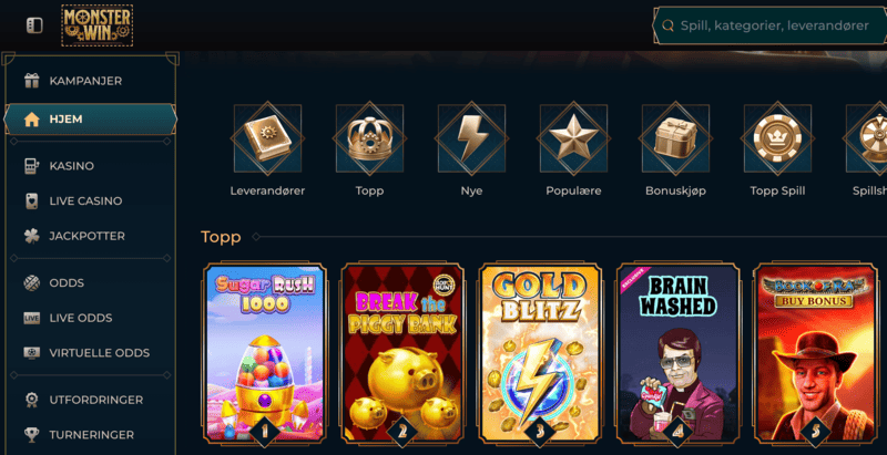 MonsterWin – et populært valg blant norske online casinoer