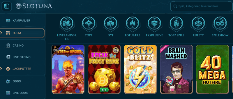 Slotuna Casino – moderne plattform blant online casinoer i Norge